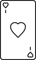 Heart Playing Card Icon In Black Outline. vector