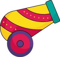 Dotted Striped Cannon Colorful Icon. vector