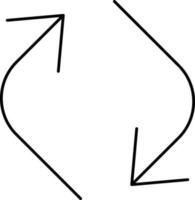 Up And Down Curve Arrow Black Linear Icon. vector