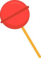 Isolated Red Lollypop Icon In Flat Style. vector