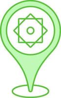 Rub El Hizb Location Point Icon In Green And White Color. vector