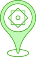 Rub El Hizb Location Point Icon In Green And White Color. vector