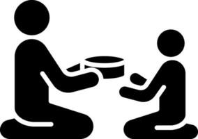 Man helping poor man icon in Black and White color. vector