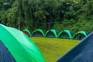 Rows of tents are built for sleeping when carrying out holidays with family. photo