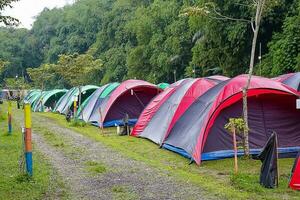 Rows of tents are built for sleeping when carrying out holidays with family. photo