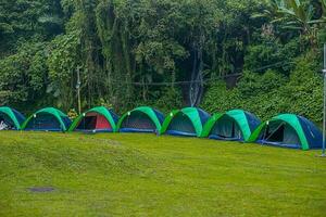 Rows of tents are built for sleeping when carrying out holidays with family. photo