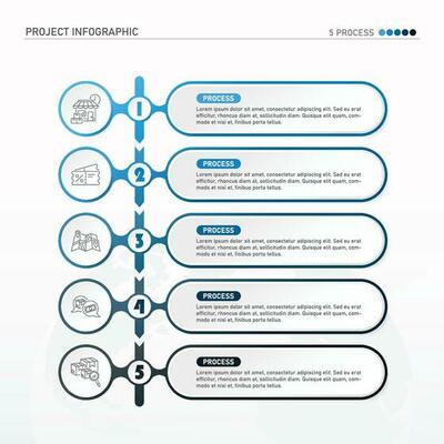 Infographic process design with icons and 5 options or steps.