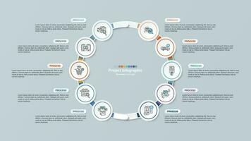 Infographic process design with icons and 10 options or steps. vector