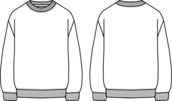 Blank White Crewneck Design Vector Template  Front and Back View