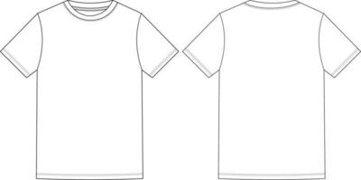 Blank White T-shirt Design Vector Template, Front and Back View