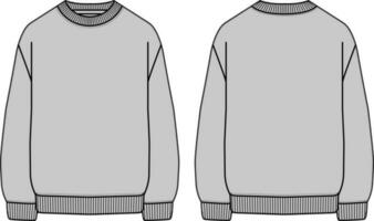 Blank Grey Crewneck Design Vector Template, Front and Back View