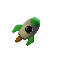 3d cuteicon. Spaceship rocket. Toy rocket upswing, business concept. Cartoon minimal style. photo