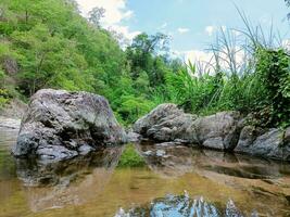 Photos in the waterfall park, Thailand.