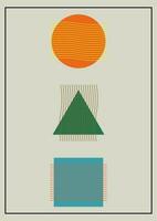 Set of minimal geometric design posters with primitive shapes hipster style. vector