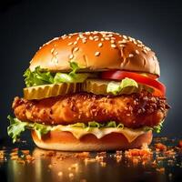 Fresh Delicious burger AI Generative Image photo