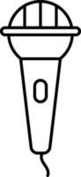 Isolated Microphone Icon In Black Line. vector