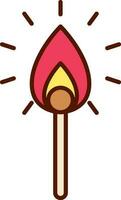 Colorful Burning Matchstick Icon In Flat Style. vector