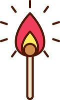 Colorful Burning Matchstick Icon In Flat Style. vector