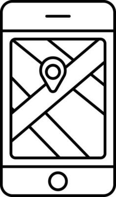 Open Map In Smartphone Outline Icon.