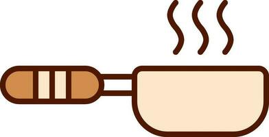 Smoking Frying Pan Icon In Peach And Brown Color. vector