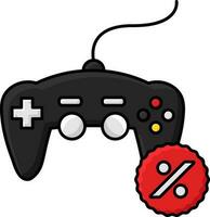 descuento apagado juego remoto controlador icono en plano estilo. vector