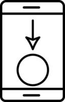 Coin With Down Arrow In Smartphone Screen Linear Icon. vector