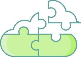 Isolated Cloud Shape Puzzle Icon in Green And White Color. vector