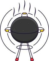 Isolated Hot Barbeque Kettle On Circle Background. vector