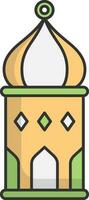 Isolated Arabic Lantern Flat Icon In Yellow And Green Color. vector