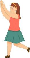 Beautiful Dancing Little Girl Over White Background. vector