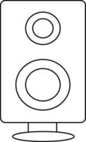 Black line art sound speaker in flat style. vector