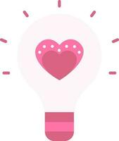 Heart Light Bulb Icon In Pink Color. vector