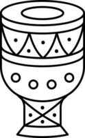 Djembe Drum Icon In Black Line Art. vector