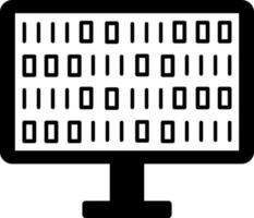 Binary coding on computer icon in Black and White color. vector