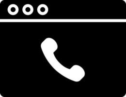 Black and White illustration of online phone call icon. vector