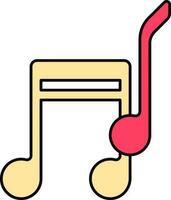 Flat Music Or Songs Icon In Yellow And Pink Color. vector