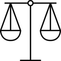 Black Stroke Balance Scale Icon In Flat Style. vector