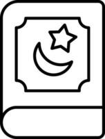 Quran Book Icon In Black Line Art. vector