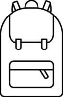Isolated Backpack Icon In Black Outline. vector