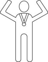 Character of line art man wearing medal. vector