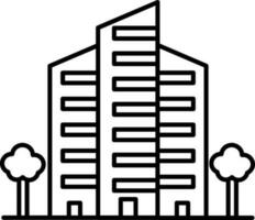 rascacielos edificios icono en negro Delgado línea Arte. vector