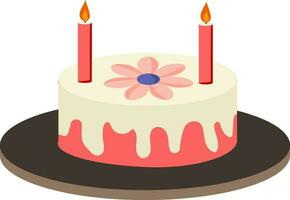 Decorative Cake Icon In White And Pink Color. vector