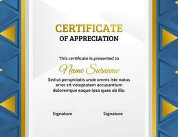 Rectangular Blue and Gold Certificate of Appreciation template