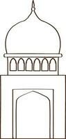 Flat line art illustration of Mosque. vector