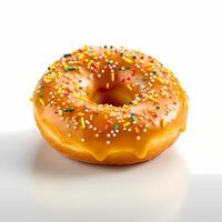 Glazed Donut with sprinkles isolated on white photo