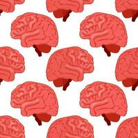 A pattern of pink brain on a white background. Hand-drawn vector seamless background. The topic of medicine, surgery, treatment and health. World Brain Day. Brain background