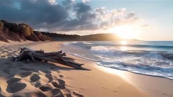 Sunrise in the beach with white sand photo