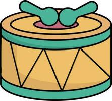 Teal And Orange Illustration Of Snare Drum With Sticks Icon. vector