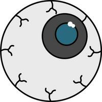 Flat Style Eyeball Grey And Blue Icon. vector