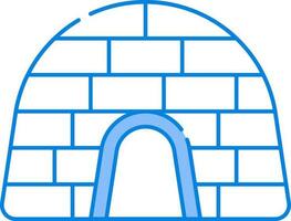 Isolated Igloo Flat Icon In Blue And White Color. vector